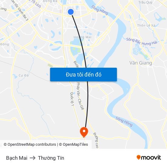 Bạch Mai to Thường Tín map