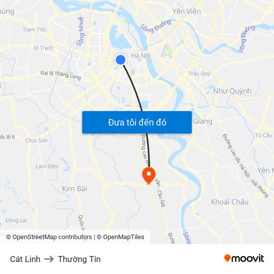 Cát Linh to Thường Tín map