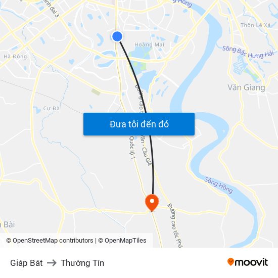 Giáp Bát to Thường Tín map