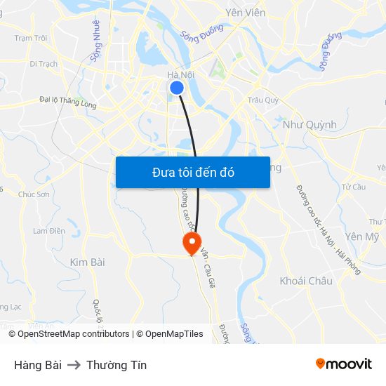 Hàng Bài to Thường Tín map