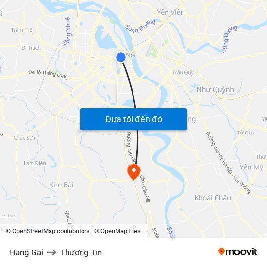 Hàng Gai to Thường Tín map