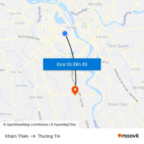 Khâm Thiên to Thường Tín map