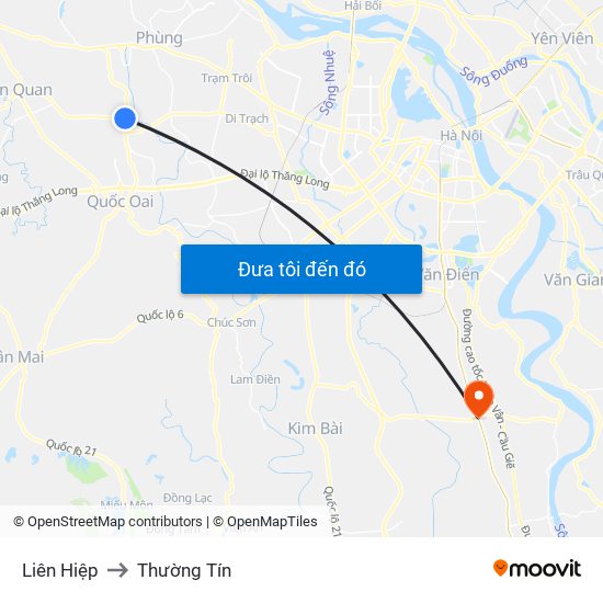 Liên Hiệp to Thường Tín map