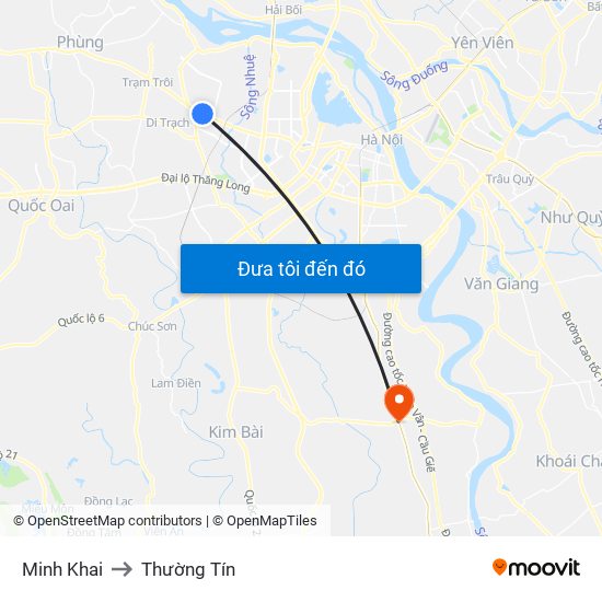 Minh Khai to Thường Tín map