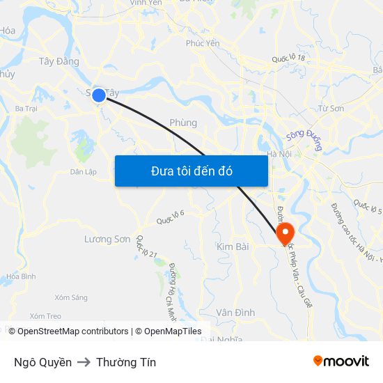 Ngô Quyền to Thường Tín map