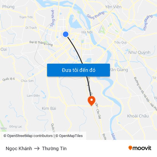 Ngọc Khánh to Thường Tín map