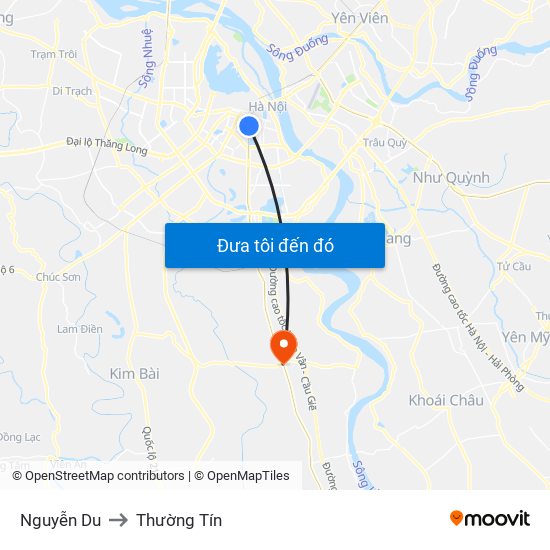 Nguyễn Du to Thường Tín map