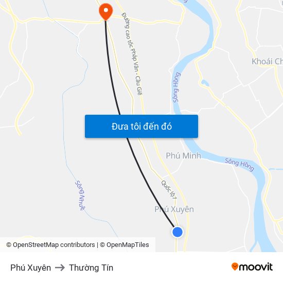 Phú Xuyên to Thường Tín map