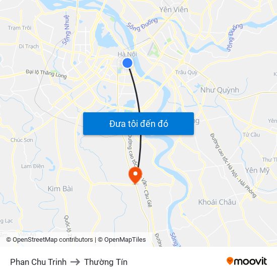 Phan Chu Trinh to Thường Tín map
