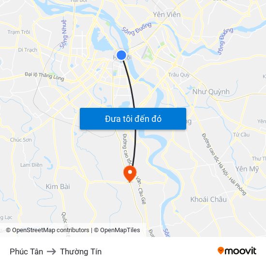 Phúc Tân to Thường Tín map