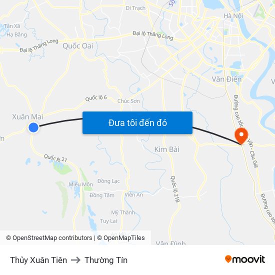 Thủy Xuân Tiên to Thường Tín map