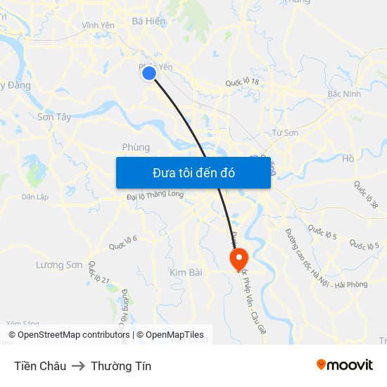 Tiền Châu to Thường Tín map