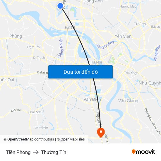 Tiền Phong to Thường Tín map