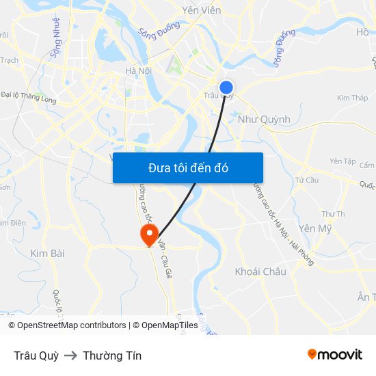 Trâu Quỳ to Thường Tín map
