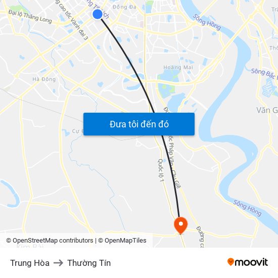 Trung Hòa to Thường Tín map