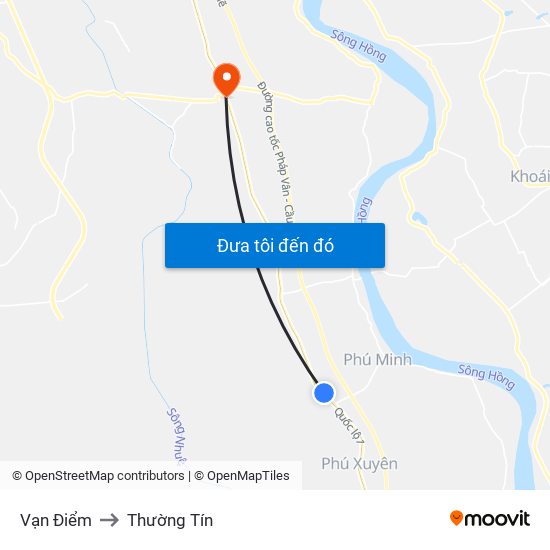 Vạn Điểm to Thường Tín map