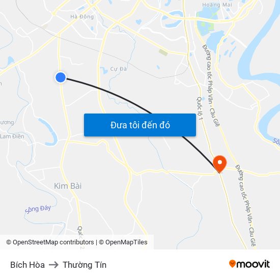 Bích Hòa to Thường Tín map