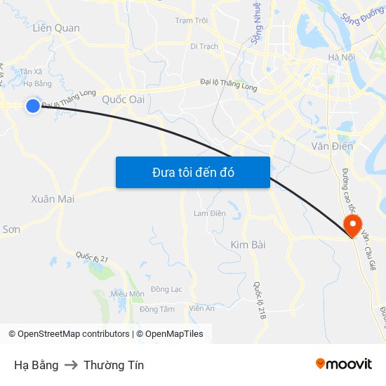 Hạ Bằng to Thường Tín map