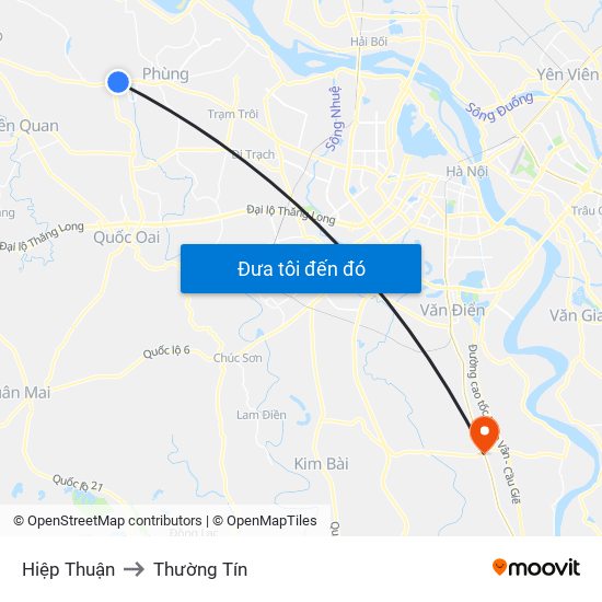 Hiệp Thuận to Thường Tín map
