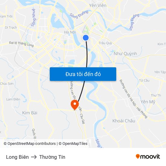 Long Biên to Thường Tín map