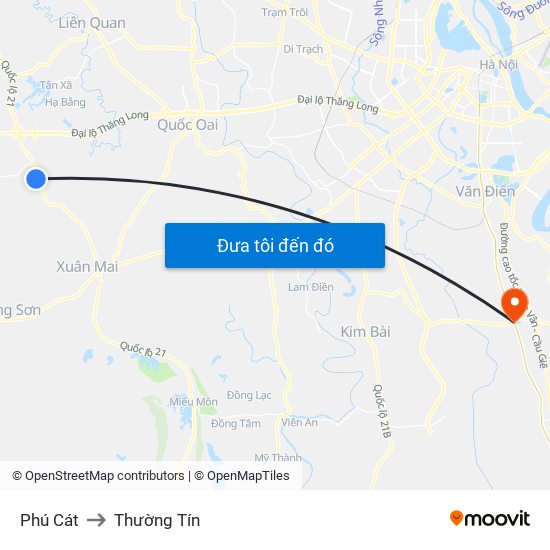 Phú Cát to Thường Tín map