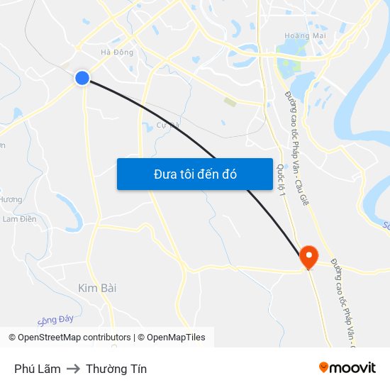 Phú Lãm to Thường Tín map