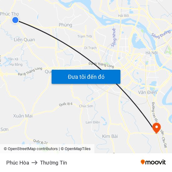 Phúc Hòa to Thường Tín map