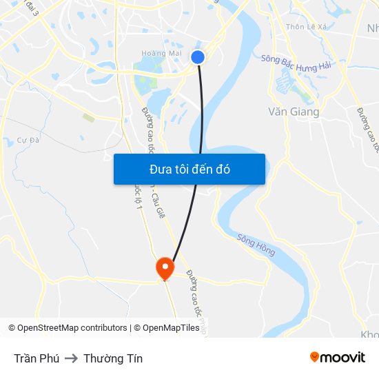 Trần Phú to Thường Tín map