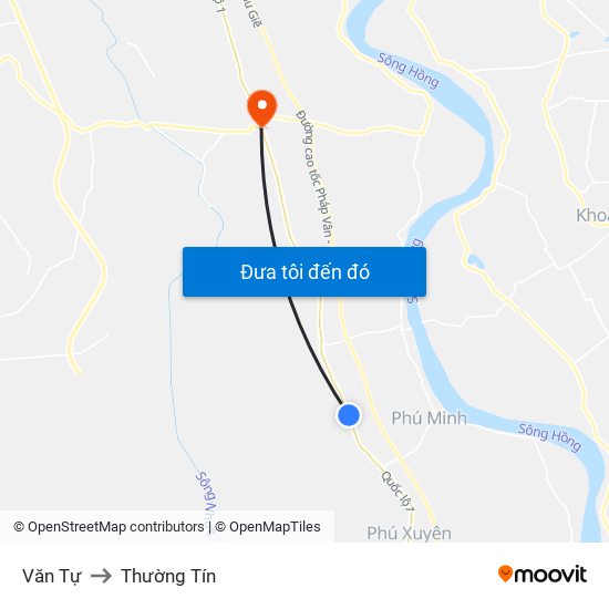 Văn Tự to Thường Tín map