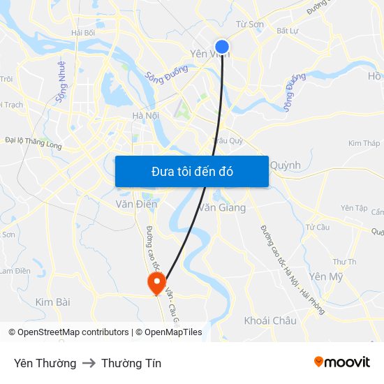 Yên Thường to Thường Tín map