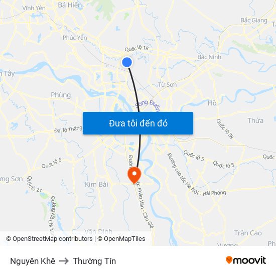 Nguyên Khê to Thường Tín map