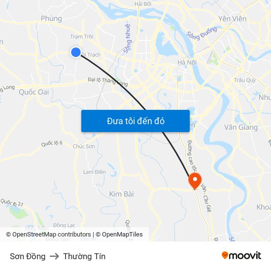Sơn Đồng to Thường Tín map