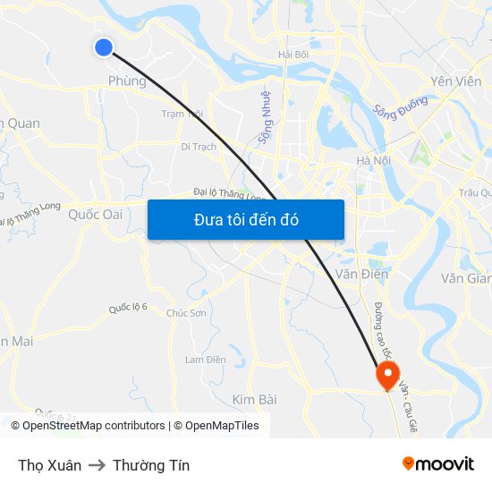 Thọ Xuân to Thường Tín map