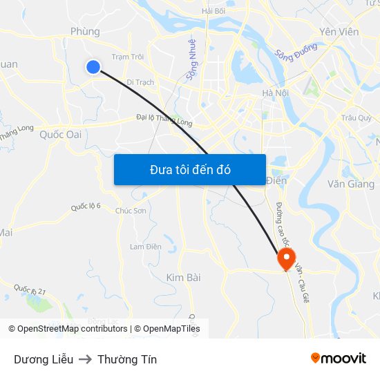 Dương Liễu to Thường Tín map