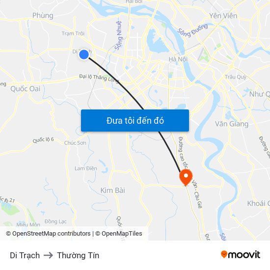 Di Trạch to Thường Tín map