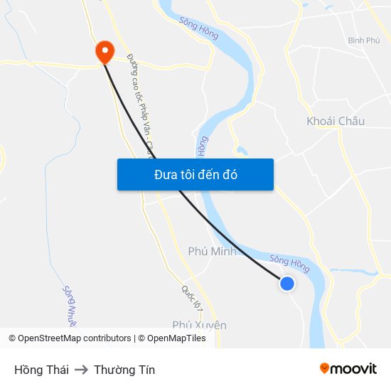 Hồng Thái to Thường Tín map