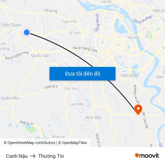 Canh Nậu to Thường Tín map