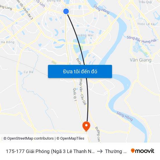 175-177 Giải Phóng (Ngã 3 Lê Thanh Nghị) to Thường Tín map