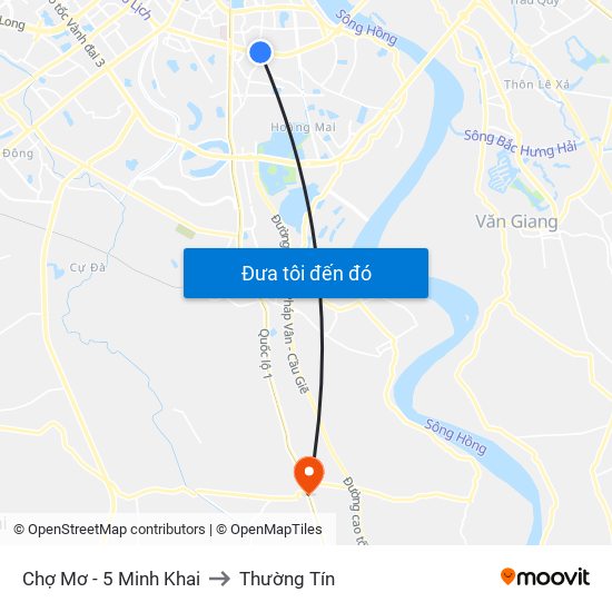 Chợ Mơ - 5 Minh Khai to Thường Tín map