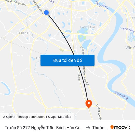 Trước Số 277 Nguyễn Trãi - Bách Hóa Giày Thượng Đình to Thường Tín map