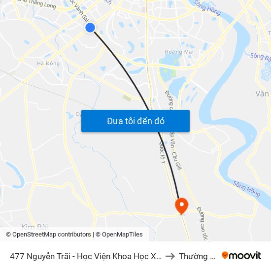 477 Nguyễn Trãi - Học Viện Khoa Học Xã Hội to Thường Tín map