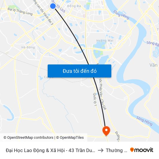 Đại Học Lao Động & Xã Hội - 43 Trần Duy Hưng to Thường Tín map