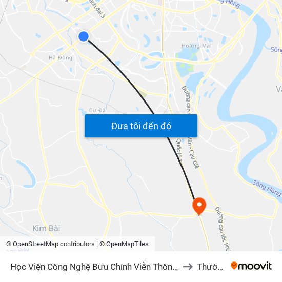 Học Viện Công Nghệ Bưu Chính Viễn Thông - Trần Phú (Hà Đông) to Thường Tín map