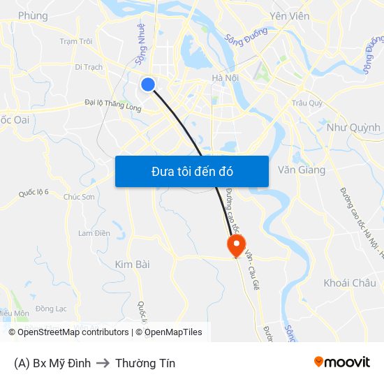 (A) Bx Mỹ Đình to Thường Tín map