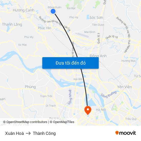 Xuân Hoà to Thành Công map