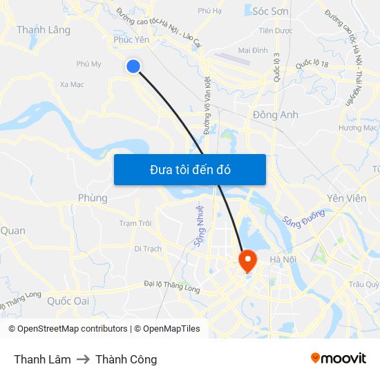 Thanh Lâm to Thành Công map
