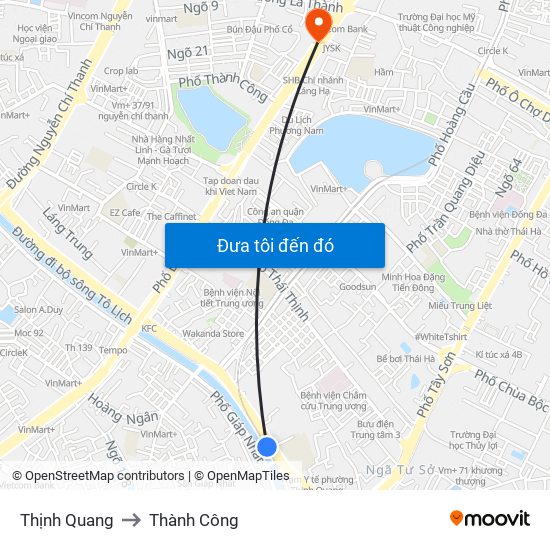 Thịnh Quang to Thành Công map