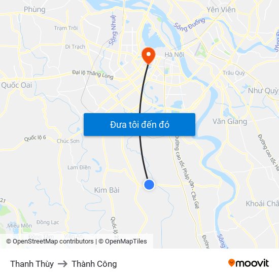 Thanh Thùy to Thành Công map