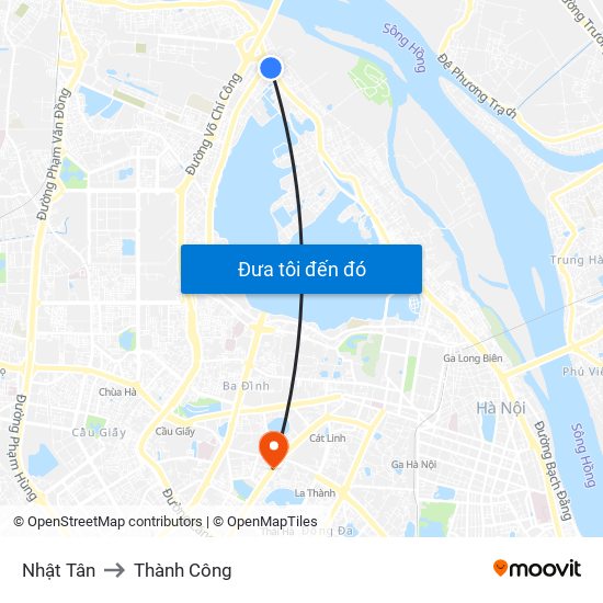 Nhật Tân to Thành Công map