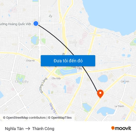 Nghĩa Tân to Thành Công map